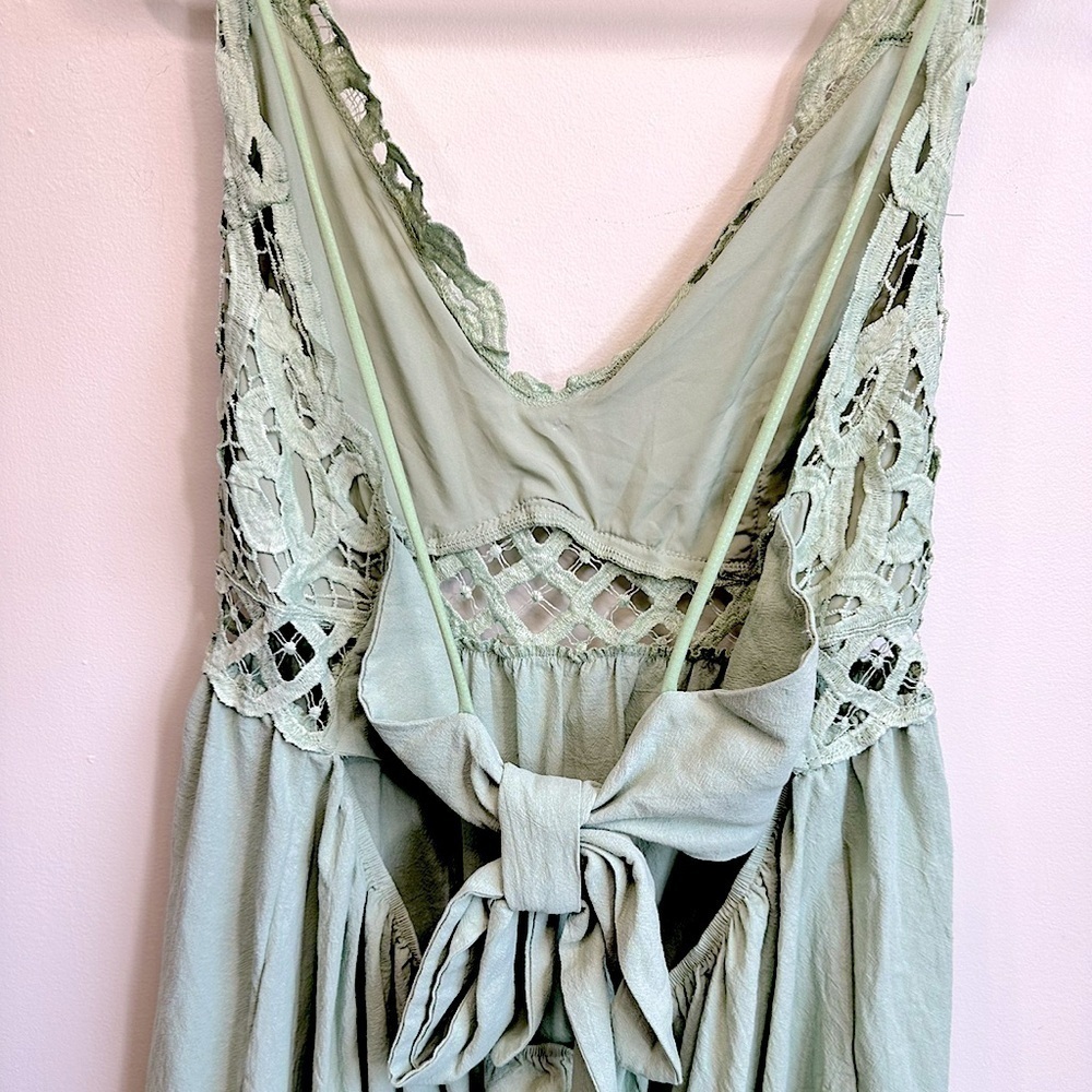 NWT Lace and Ruffled Slip Mini Sundress in Sage Green Size 2X - Picture 8 of 11